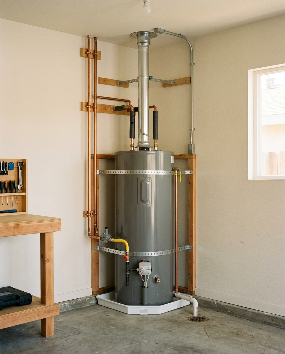 water heater install · clean