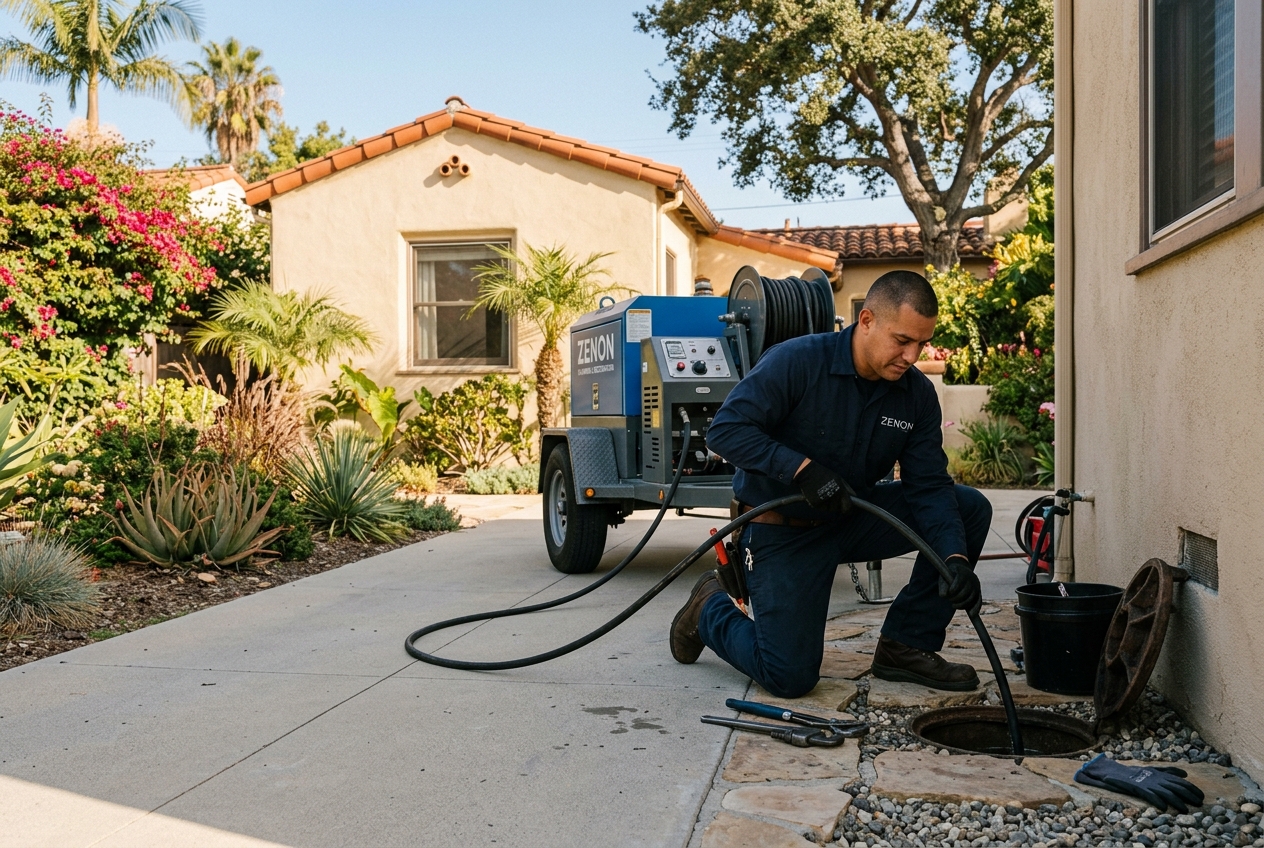 Zenon plumber handling hydro jetting in Burbank home
