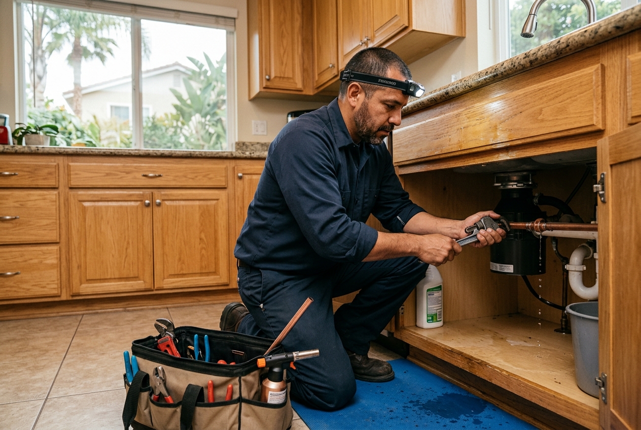 Zenon plumber handling emergency plumbing in Glendale home