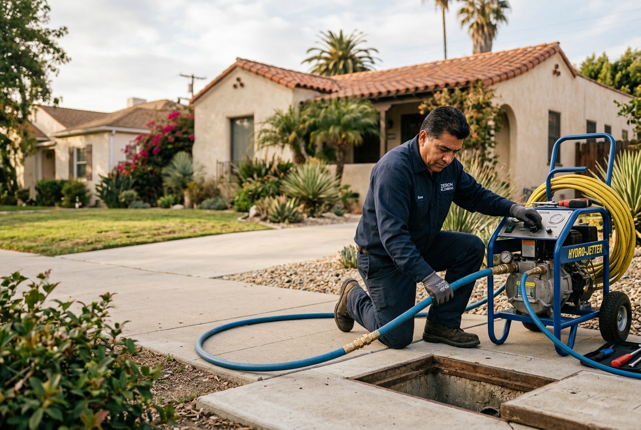 Zenon plumber handling hydro jetting in Glendale home