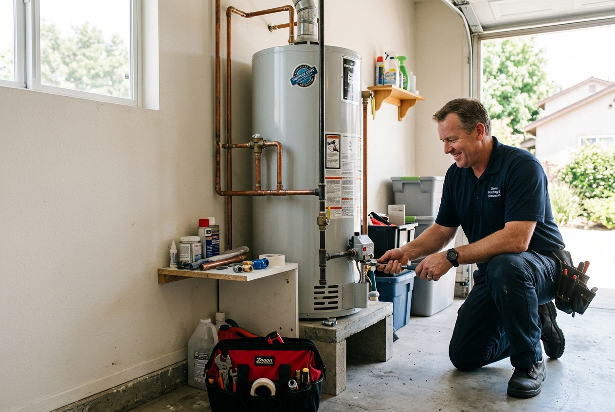 Zenon plumber handling water heater repair in Glendale home