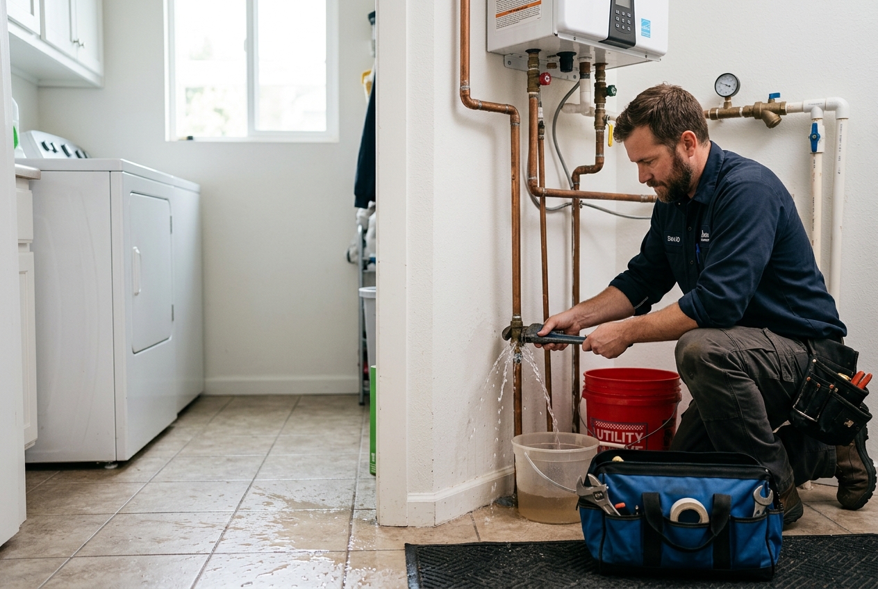 Zenon plumber handling emergency plumbing in Los Angeles home