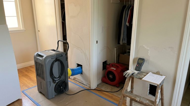 Drying a Wet Closet Wall After a Plumbing Leak: When Surface Dry Is Not Enough